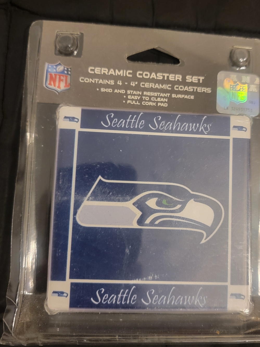 Seattle Seahawks Ceramic Coaster Set - Navy Blue
